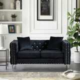 Black Velvet Sofa with Jeweled buttons