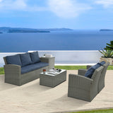 Patio Furniture, Outdoor Furniture, Seasonal PE Wicker Furniture,5 Set Wicker Furniture With Tempered Glass Table Top