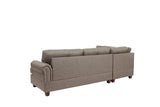 Contemporary 3-pcs Sectional Sofa Mocha Dorris Fabric Cushion Sofa Chaise Ottoman Reversible Couch Pillows