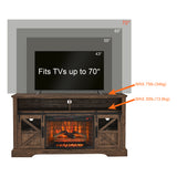 60 Inch Electric Fireplace  Entertainment Center With Door Sensor-Reclaimed Barnwood Color