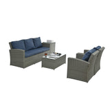 Patio Furniture, Outdoor Furniture, Seasonal PE Wicker Furniture,5 Set Wicker Furniture With Tempered Glass Table Top