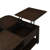 Flora 3 Piece Dark Brown Lift Top Coffee and End Table Set