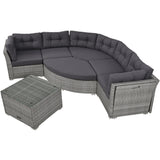 Patio Furniture Set Outdoor Furniture Daybed Rattan Sectional Furniture Set Patio Seating Group With Cushions and Center Table for Patio, Lawn, Backyard, Pool, Grey