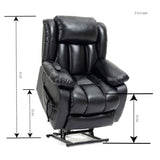 Black Leather lift chair Dual Motor  with 8-Point Vibration Massage and Lumbar Heating