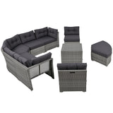 Patio Furniture Set Outdoor Furniture Daybed Rattan Sectional Furniture Set Patio Seating Group With Cushions and Center Table for Patio, Lawn, Backyard, Pool, Grey