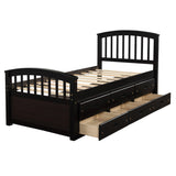 Twin Size Platform Storage Bed Solid Wood Bed with 6 Drawers