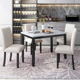 Faux Marble 5-Piece Dining Set Table