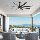 72" Supper Large Integrated LED Light Ceiling Fan with Black ABS Blade