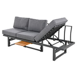 3-Piece Modern Multi-Functional Outdoor Sectional Sofa Set with Height-adjustable Seating and Coffee Table for Patio, Garden and Backyard (Grey)