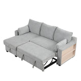 Pull Out Sleeper Sofa L-Shaped Couch Convertible Sofa Bed with Storage Chaise, Storage Racks and USB Ports