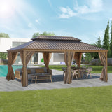 12*20FT  patic gazebo,alu gazebo with steel canopy,Outdoor Permanent Hardtop Gazebo Canopy for Patio, Garden, Backyard