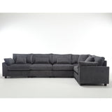 Dark Grey Oversized Modular Sectional Sofa Corduroy Upholstered