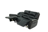 Black Plush Reclining Leather Sofa