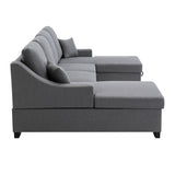 Grey Upholstered Sleeper Sectional Sofa with Double Storage Spaces