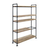 Bookshelf w/5 Shelves in Oak & Sandy Black Finish