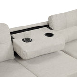 Sectional Sofa with Storage Ottoman, L-Shape Couch with 2 Pillows and Cup Holder,Sectional Sofa with Reversible Chaise for Living Room,Light Gray