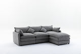 Modular Sectional Sofa,  3-Seater Sofa with Ottoman, Modern L-Shaped Sofa for Living Room Bedroom Apartment