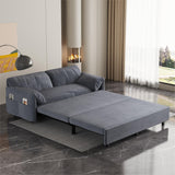 Queen Pull Out Sofa Bed, 3-in-1 Convertible Sleeper Sofa with Side Storage