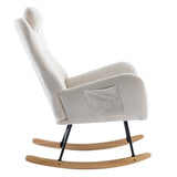 White Rocking Chair with Pocket Soft  Fabric