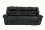 Black Plush Reclining Leather Sofa