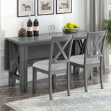 Grey 6-Piece Family Dining Room Set Solid Wood