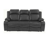 Charcoal Sofa 1pc Contemporary Leatherette Storage Arms w Cup Holder