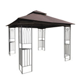 Brown 10x10 Outdoor Patio Gazebo Canopy Tent With Ventilated Double Roof - mesh screen