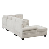 Modern U-Shaped Corner Sectional Sofa Upholstered Linen Fabric