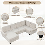 Modern U-Shaped Corner Sectional Sofa Upholstered Linen Fabric