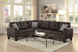 Dark Brown Reversible 4-Piece Sectional Sofa Tufted Detail Textured Fabric