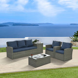 Patio Furniture, Outdoor Furniture, Seasonal PE Wicker Furniture,5 Set Wicker Furniture With Tempered Glass Table Top