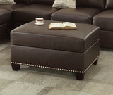 New Contemporary 3-PCS Reversible Sectional Set Living Room Furniture Espresso Faux Leather Couch Sofa Chaise Ottoman