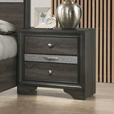 Contemporary 1pc Nightstand Gray Finish Silver Accents