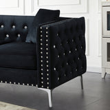 Black Velvet Sofa with Jeweled buttons