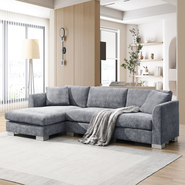 Modern Cloud Sectional Sofa,L-shaped Luxury Couch Set with 2 Free pillows