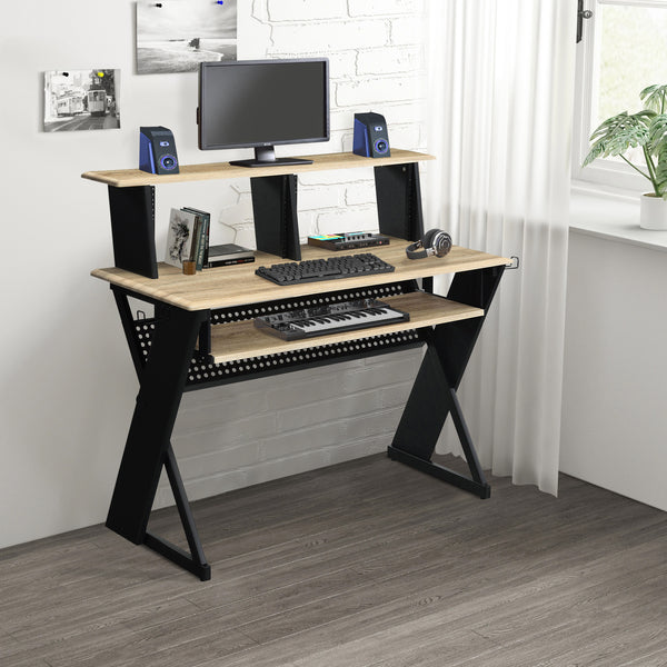 Natural and Black Music Desk with Cord Managements