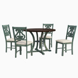 5-Piece Round Dining Table and 4 Fabric Chairs