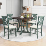 5-Piece Round Dining Table and 4 Fabric Chairs