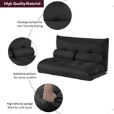 Black Adjustable Folding Futon Video Gaming Sofa