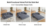 Queen Pull Out Sofa Bed, 3-in-1 Convertible Sleeper Sofa with Side Storage