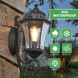 Outdoor Waterproof Glass Retro Wall Lamp(2 pack) with light sense