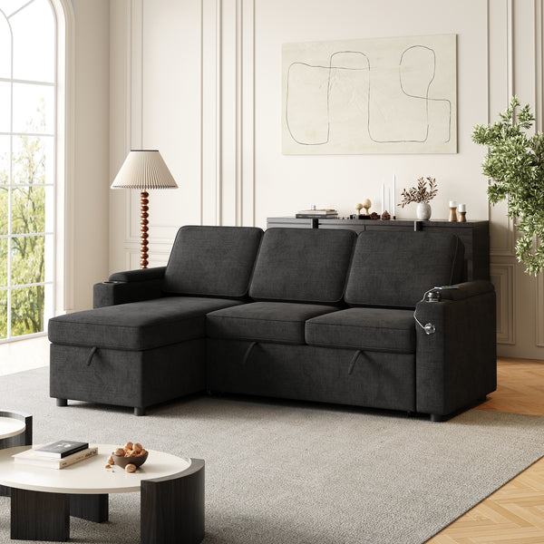 Sleeper Sofa, Sofa Bed - 2 in 1 Pull Out Sofa Bed with Storage Sofa, Sofa Sleeper with Pull Out Bed with Charging Port