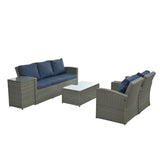 Patio Furniture, Outdoor Furniture, Seasonal PE Wicker Furniture,5 Set Wicker Furniture With Tempered Glass Table Top