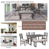 Grey 6-Piece Solid Wood Dining Room Set