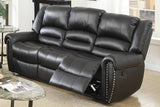 Black Plush Reclining Leather Sofa