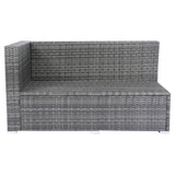 8 Piece Patio Sectional Wicker Rattan Outdoor Furniture Sofa Set with One Storage Box Under Seat and Cushion Box Grey wicker + Black Cushion + Clear Glass Top