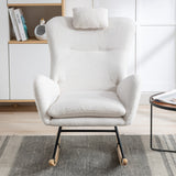 White Rocking Chair with Pocket Soft  Fabric