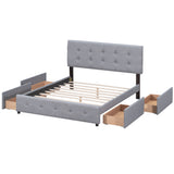 Queen Upholstered Platform Bed and 4 Drawers