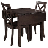 3-Piece Wood Drop Leaf Breakfast Nook Dining Table Set