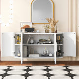 U-Style Curved Design Light Luxury Sideboard with Adjustable Shelves